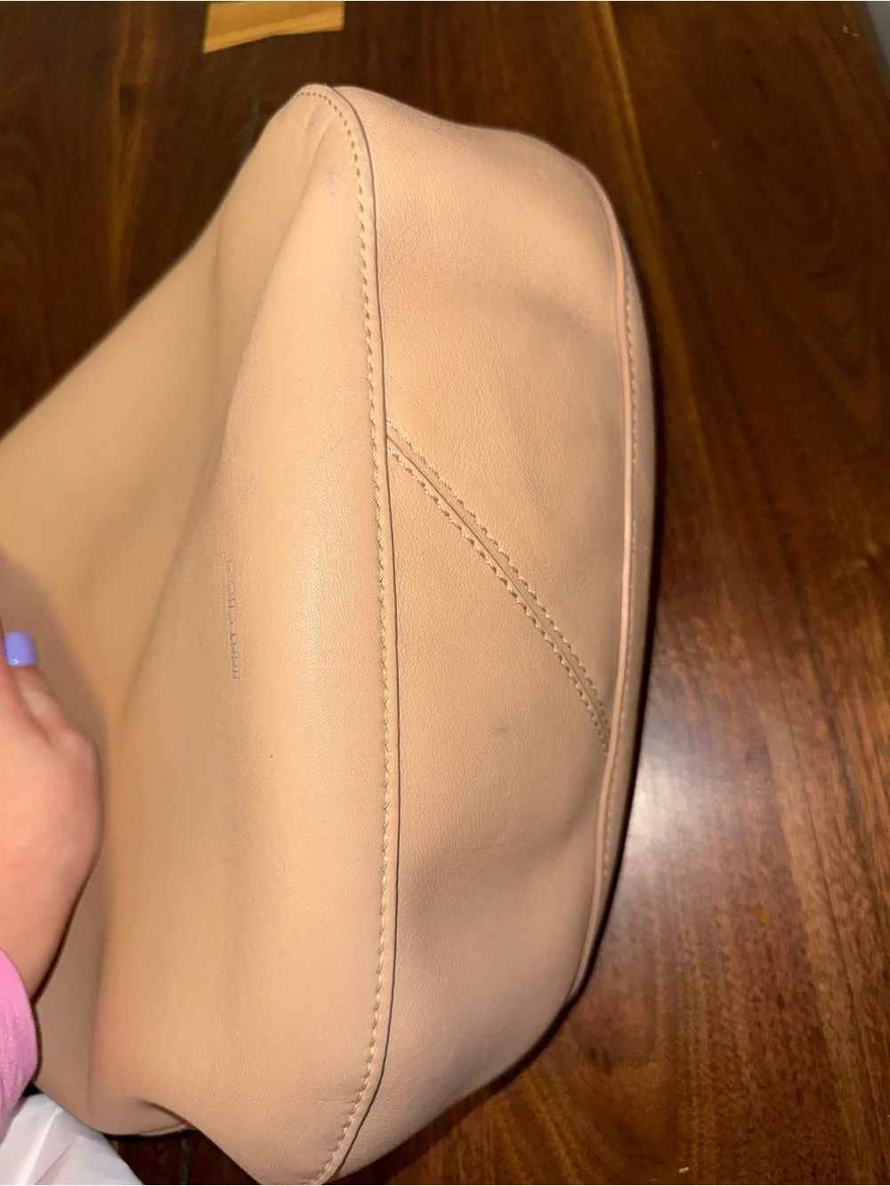 Jimmy Choo Blush Leather Hobo Shoulder Bag with Gold Accent